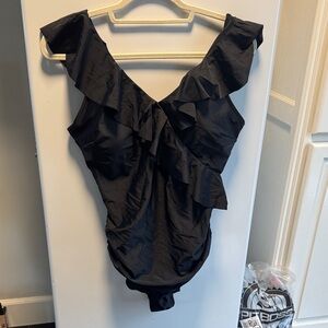 Women’s Black Ruffle One-Piece Swimsuit
